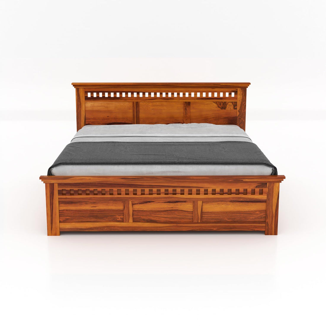 Sheesham Wood Armania King Size Bed with Box Storage for Bedroom Living Room Wooden Double Bed Palang