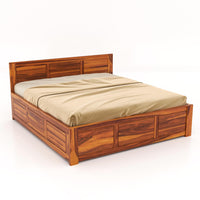 Solid Sheesham Wood King Size Bed with Box Storage for Bedroom Furniture Wooden Palang for Living Room Furniture