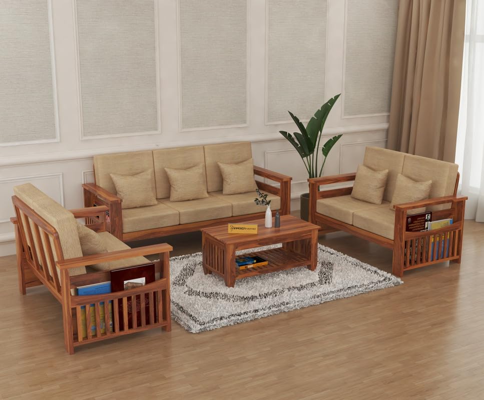 Solid Sheesham Wood 7 Seater Sofa Set for Living Room, Seven Seater Sofa for Office & Lounge, 3+2+2 Seater Sofa Sets for Home