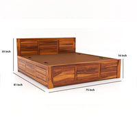 Solid Sheesham Wood King Size Bed with Box Storage for Bedroom Furniture Wooden Palang for Living Room Furniture