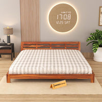 Solid Sheesham Wood Low Height Double Bed Without Storage for Bedroom, Living Room, Hotels Furniture