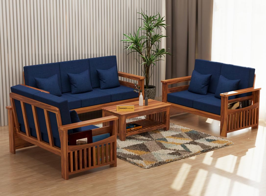 Solid Sheesham Wood 7 Seater Sofa Set for Living Room, Seven Seater Sofa for Office & Lounge, 3+2+2 Seater Sofa Sets for Home