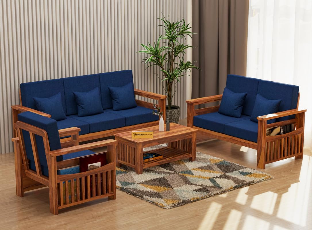 Solid Sheesham Wood 6 Seater Sofa Set for Living Room, 3+2+1 Seater Sofa Sets for Office & Lounge, Home