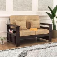 Solid Sheesham Wood 2 Seater Sofa Set for Living Room