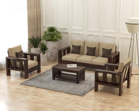 Solid Sheesham Wooden 5 Seater Sofa Set For Living Room Furniture