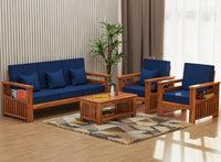 Solid Sheesham Wood 5 Seater Sofa Set for Living Room, 3+1+1 Seater Sofa Sets for Office & Lounge