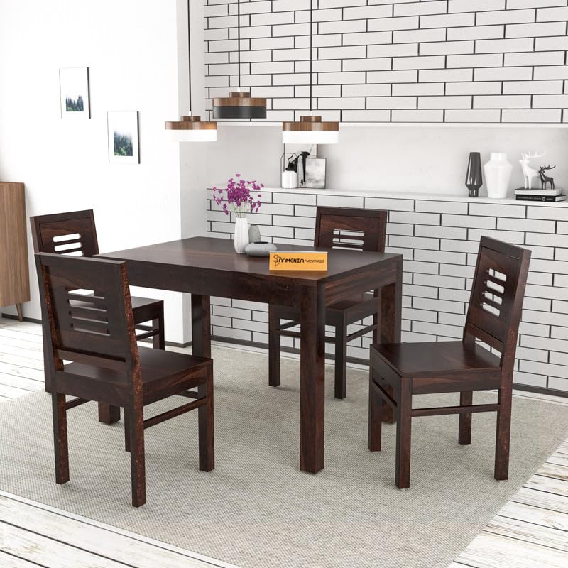 Solid Sheesham Wood Dining Room Sets 4 Seater Dining Table with 4 Chairs for Dining Room, Living Room, Kitchen, Hotel, Restaurant