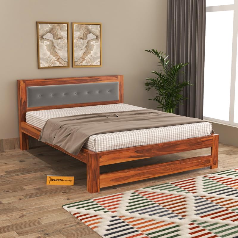 Solid Sheesham Wood Bedroom Furniture Double Bed Without Storage Without Mattress for Bedroom, Living Room, Hotel, Guest Room