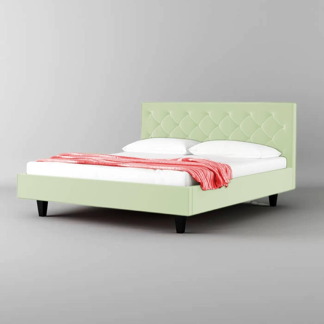 Comfy Fabric Queen Size Bed with Button Tufted Headboard for Bedroom, Engineered Wood Queen Bed (Delivery Condition -DIY) (Queen)