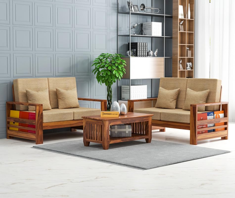 Solid Sheesham Wooden 4 Seater Sofa Set for Living Room, 2+2 Seater Sofa Sets for Home