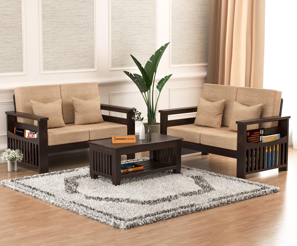 Solid Sheesham Wood 4 Seater Sofa Set for Living Room, 2+2 Seater Sofa Sets for Home