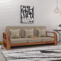 Solid Sheesham Wood Sofa Set, 3 Seater Sofa Set for Living Room, Curve Sofa Set, Solid Wood Sofa Set