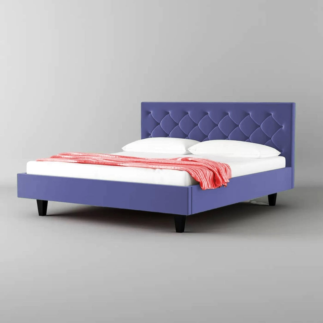 Comfy Fabric Queen Size Bed with Button Tufted Headboard for Bedroom, Engineered Wood Queen Bed (Delivery Condition -DIY) (Queen)