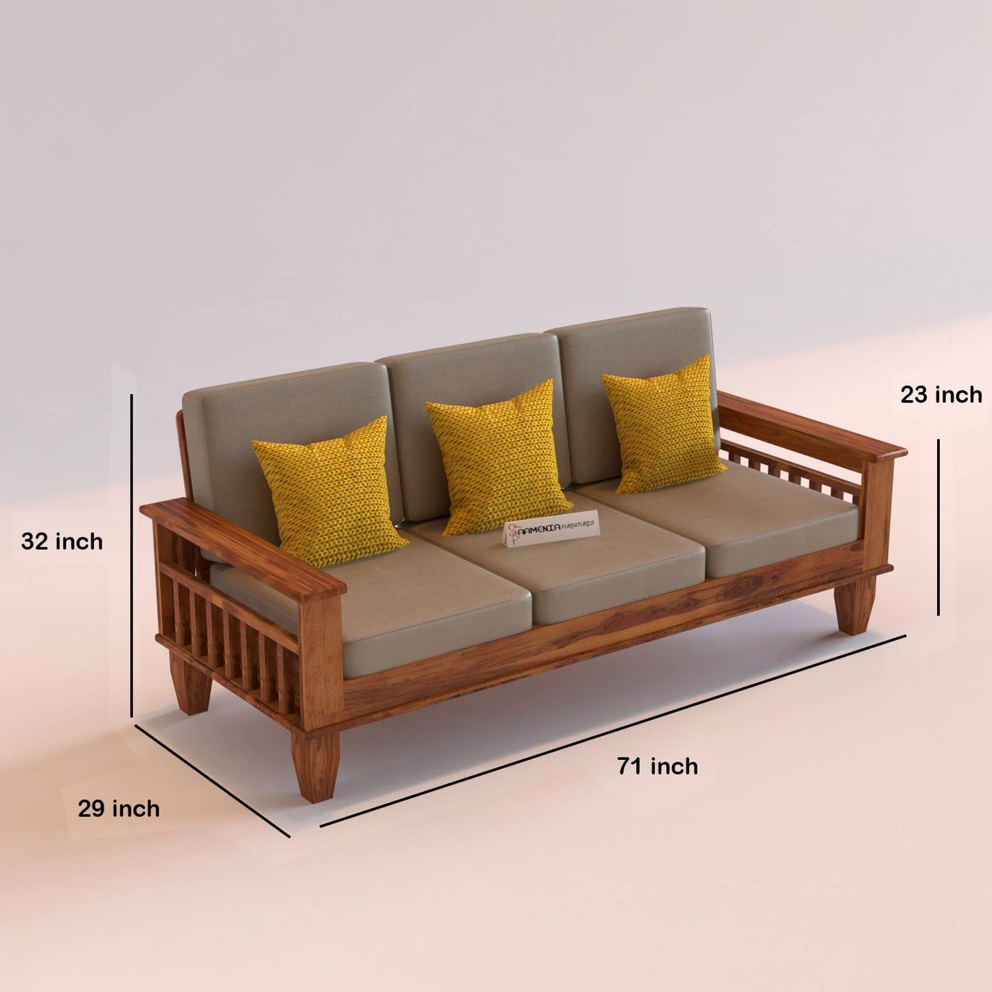 Solid Sheesham Wooden 5 Seater Sofa Set for Living Room, Sofa Set 3 Seater and 2 Seater for Home, Office & Lounge