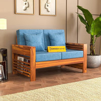 Sheesham Wood Side Cup Stand Sofa Set 2 Seater Living Room | Two Seater Sofa Set | Sheesham Wood Home Office Furniture | Without Pillow | Wooden Sofa Set