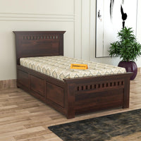 Solid Sheesham Wood Bedroom Furniture Single Bed with Storage Without Mattress for Bedroom, Living Room, Hotel, Guest Room