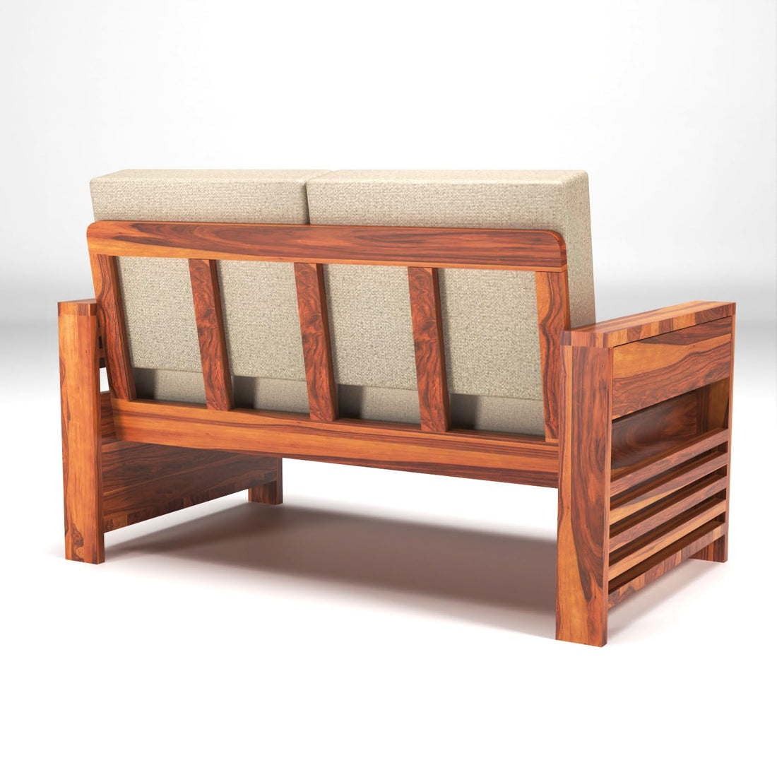 Sheesham Wood 7 Seater Side Cup Stand Sofa Set for Living Room | 7 Seater Sofa Set | Wooden Sofa Set | (3+2+2)