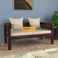 Sheesham Wood Low Height Two Seater Sofa Set for Living Room Office Wooden Sofa Set for Living Room