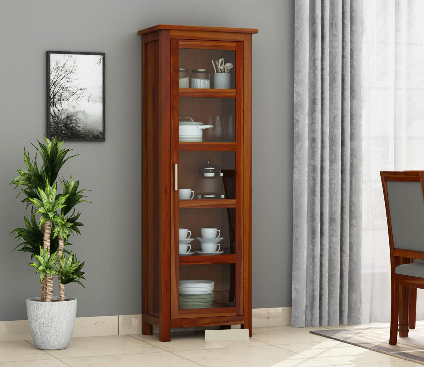 Sheesham Wood Crockery Cabinet | Kitchen Cabinet | Display Cabinet | Bookshelf | Wooden Storage Cabinet | Wardrobes