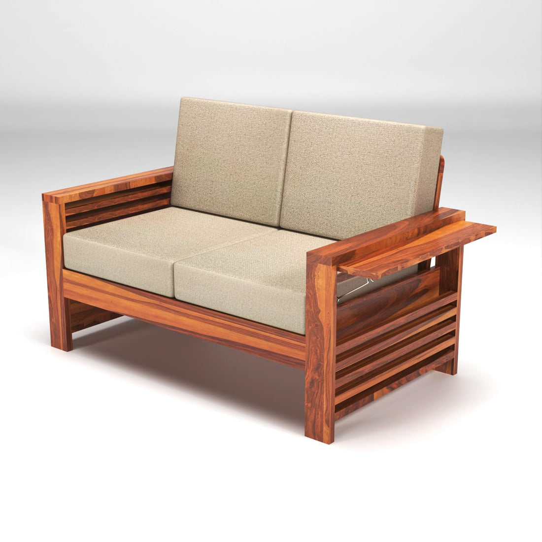 Sheesham Wood 7 Seater Side Cup Stand Sofa Set for Living Room | 7 Seater Sofa Set | Wooden Sofa Set | (3+2+2)