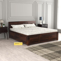 Solid Sheesham Wood King Size Bed with Box Storage for Bedroom Furniture Wooden Palang for Living Room Furniture