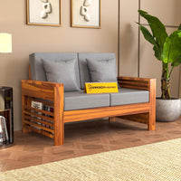 Sheesham Wood Side Cup Stand Sofa Set 2 Seater Living Room | Two Seater Sofa Set | Sheesham Wood Home Office Furniture | Without Pillow | Wooden Sofa Set