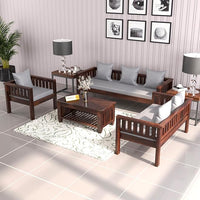 Sheesham Wood 6 Seater Low Height Sofa Set for Living Room Wooden Sofa Set for Living Room Furniture (3+2+1)