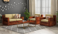 Solid Sheesham Wood 4 Seater Sofa Set for Living Room | Bedroom | Home | Office | Decorative Wooden 2+1+1 Seater Sofa Set Furniture