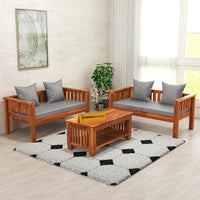 Sheesham Wood 4 Seater Low Height Sofa Set for Living Room | 4 Seater Sofa Set | Wooden Sofa Set | (2+2)