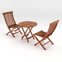 Sheesham Wood Foldable Patio Dining Set for Balcony Garden and Outdoor, 2 Chairs and Table