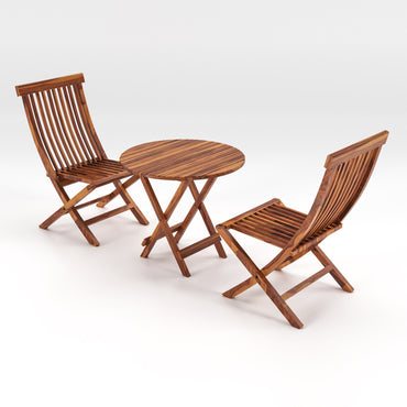 Sheesham Wood Foldable Patio Dining Set for Balcony Garden and Outdoor, 2 Chairs and Table