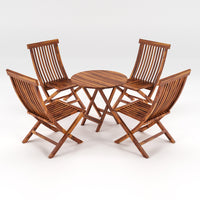 Sheesham Wood Foldable Patio Dining Set for Balcony Garden and Outdoor, 4 Chairs and Table