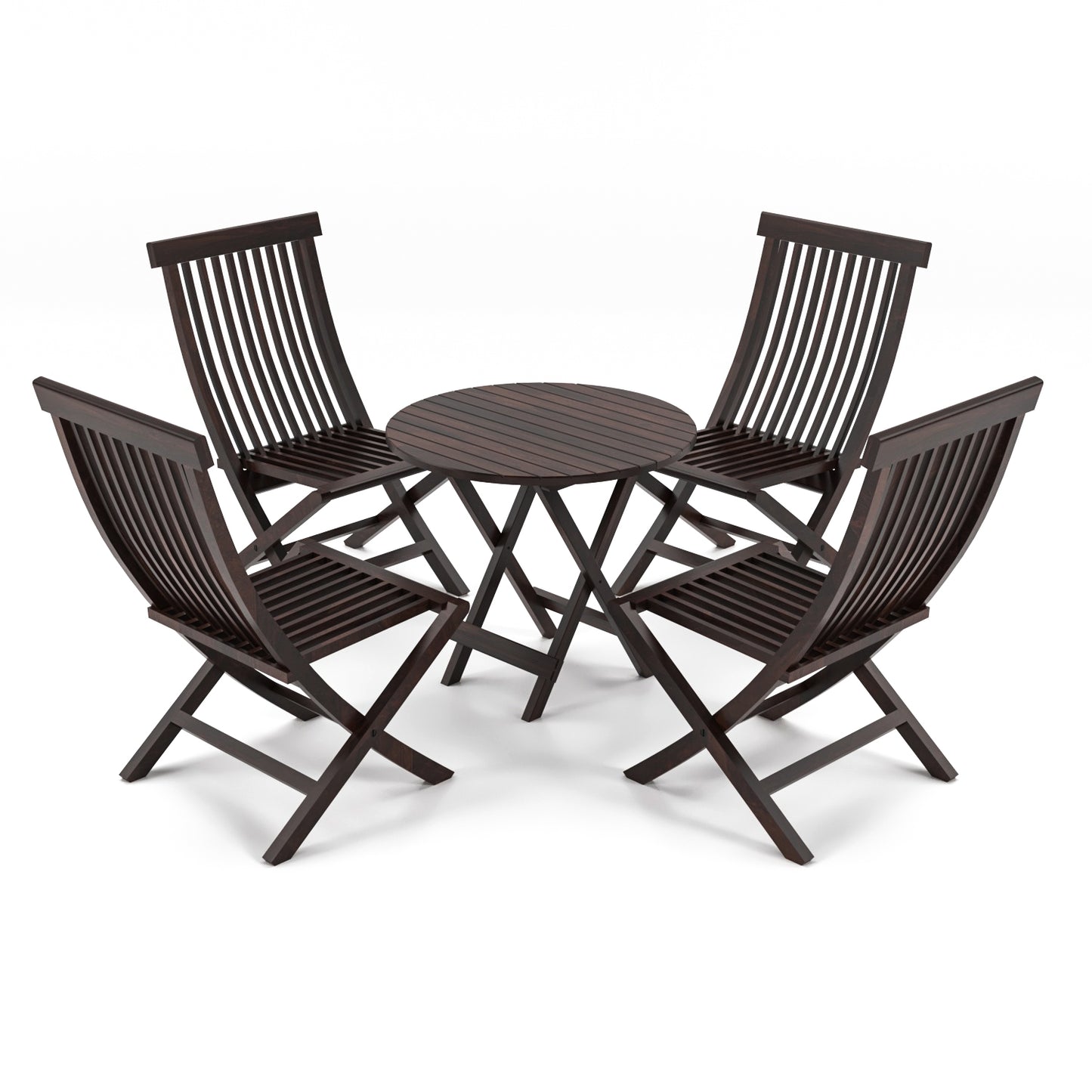 Sheesham Wood Foldable Patio Dining Set for Balcony Garden and Outdoor, 4 Chairs and Table