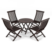 Sheesham Wood Foldable Patio Dining Set for Balcony Garden and Outdoor, 4 Chairs and Table