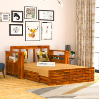 Solid Sheesham Wood Sofa Cum Bed Furniture Set with Storage and Cushions for Living Room | Bedroom | Drawing Hall