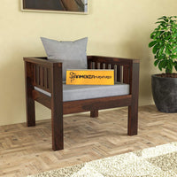 Sheesham Wood Low Height Single Seater Sofa Set for Living Room Office Wooden Sofa Set for Living Room