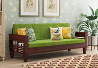 Wooden Solid Sheesham Wood Sofa Set with Cushions, 3 Seater Sheesham Wood Stretching Sofa for Living Room Furniture