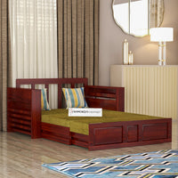 Solid Sheesham Wooden 2 Seater Sofa Cum Bed with Storage for Living Room, Bedroom Furniture -