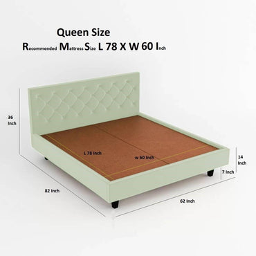 Comfy Fabric Queen Size Bed with Button Tufted Headboard for Bedroom, Engineered Wood Queen Bed (Delivery Condition -DIY) (Queen)