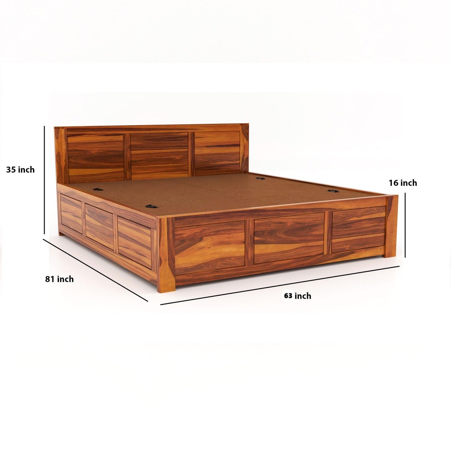 Solid Sheesham Wood Queen Size Bed with Box Storage for Bedroom Furniture Wooden Palang for Living Room Furniture