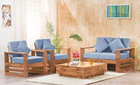 Solid Sheesham Teak Wood Sofa Set 4 Seater for Living Room Home Furniture Wooden Sofa Set 2+1+1 Without Pillow