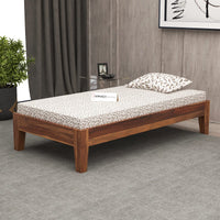 Solid Wood Divan Bed for Living Room, Divan Single Bed for Drawing Room, Single Sheesham Bed Without Storage