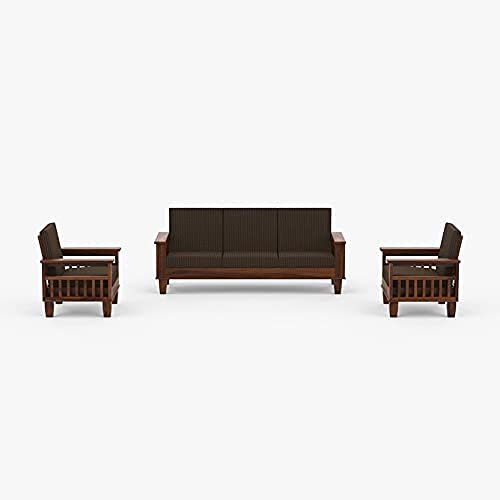 Saamenia Furnitures Solid Sheesham Wood 5 Seater Sofa Set for Living Room Furniture – Dark Walnut