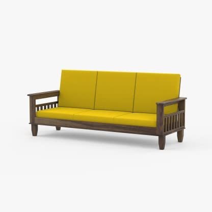 Saamenia Furnitures Solid Sheesham Wood 3 Seater Sofa Set for Living Room Furniture – Natural Brown Finish