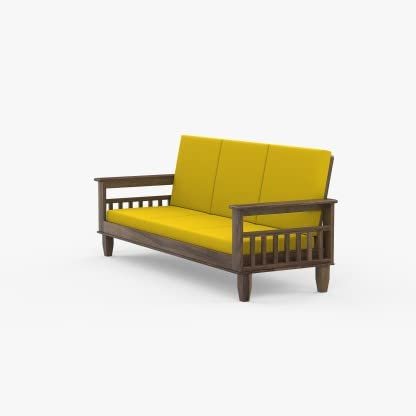 Saamenia Furnitures Solid Sheesham Wood 3 Seater Sofa Set for Living Room Furniture – Natural Brown Finish