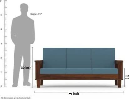 Saamenia Furnitures Solid Sheesham Wood 5 Seater Sofa Set for Living Room Furniture Fabric – Honey Finish (3+1+1 Seater)