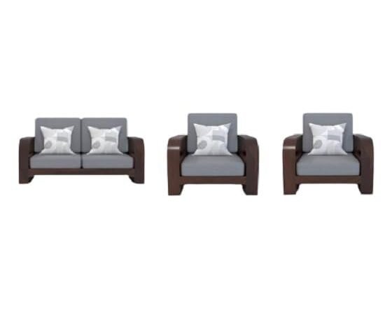 Saamenia Furniture Wooden 4 Seater Sofa Set for Living Room , Four Seater Sofa for Office & Lounge , 2+1+1 Seater Sofa Sets for Home , Sheesham Wood, Walnut Finish