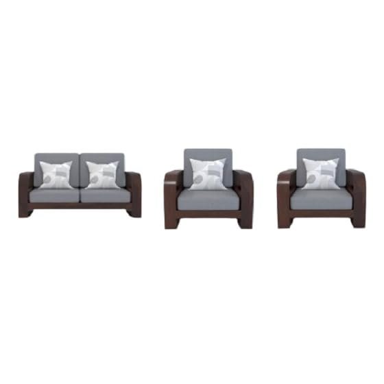 Saamenia Furniture Wooden 4 Seater Sofa Set for Living Room , Four Seater Sofa for Office & Lounge , 2+1+1 Seater Sofa Sets for Home , Sheesham Wood, Walnut Finish