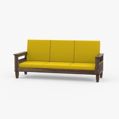 Saamenia Furnitures Solid Sheesham Wood 3 Seater Sofa Set for Living Room Furniture – Natural Brown Finish