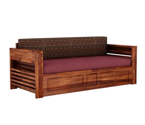 Mamta Furniture Sheesham Wood Queen Size Bed | Wooden Bed with Headboard | Beige Finish | Bedroom Bed | Master Bedroom | Guest Room | DIY Assembly | King Size